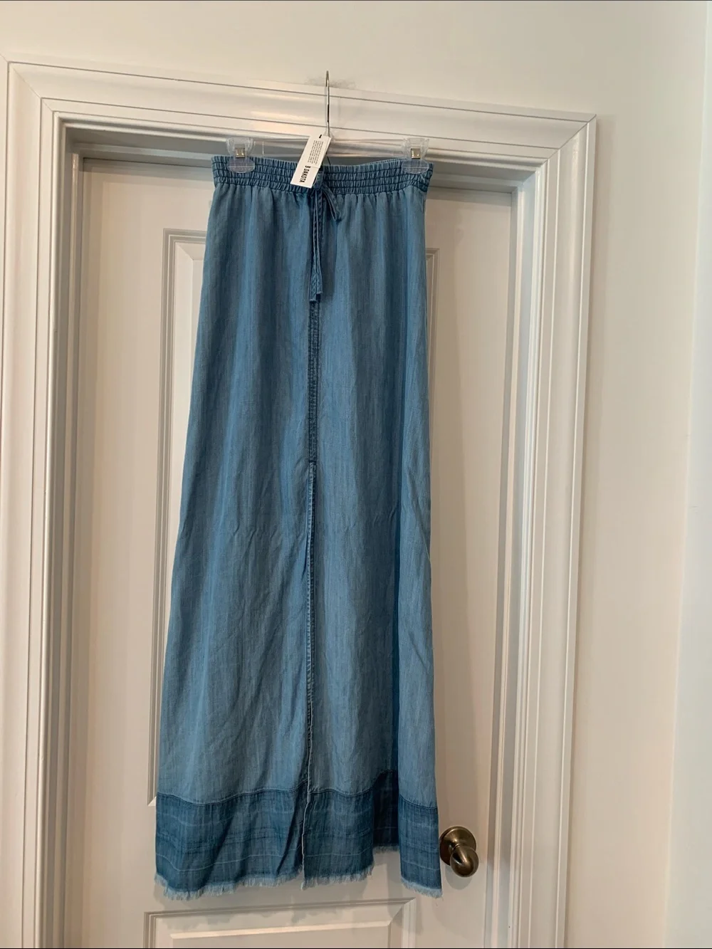 BB Dakota Light Denim Maxi Skirt with Contrast Hem